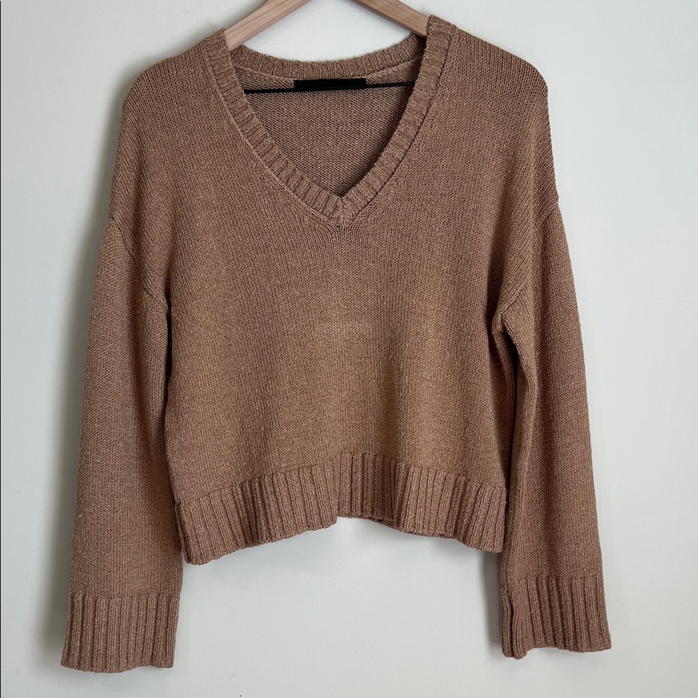 Jenni‎ Kayne Oversized Sweater Cotton Linen Slouchy V Neck Sz XS